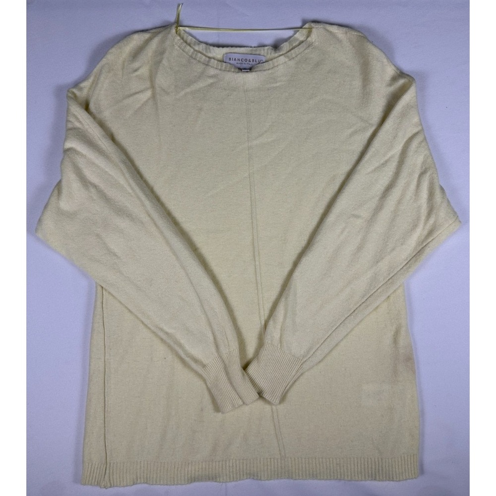 Bianco & Blu Sweater Womens Large Made In Italy Cashmere Silk Blend Yellow